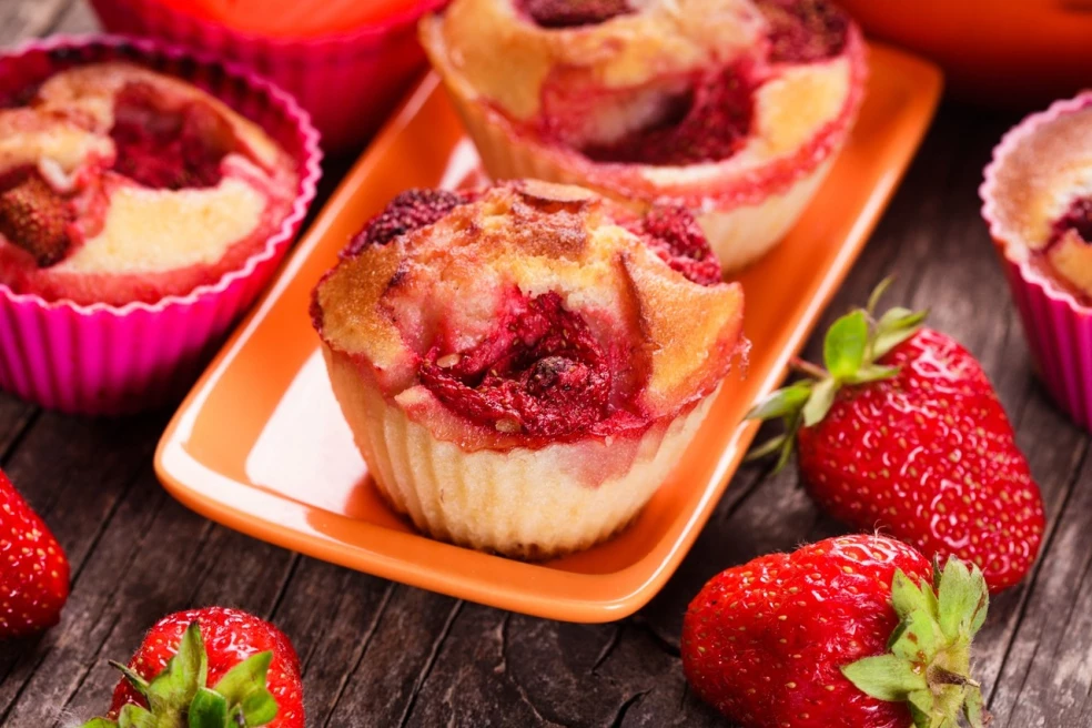 jahodové muffiny