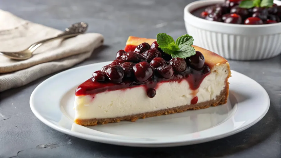 ozdobený fit cheesecake