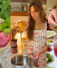 Letný nealkoholický mocktail s mätovým sirupom a malinovým sorbetom