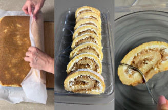 Jablkovo-tvarohová roláda z jedného plechu podľa Kvetky Horváthovej