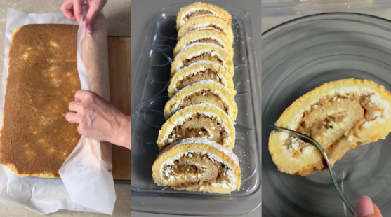 Jablkovo-tvarohová roláda z jedného plechu podľa Kvetky Horváthovej