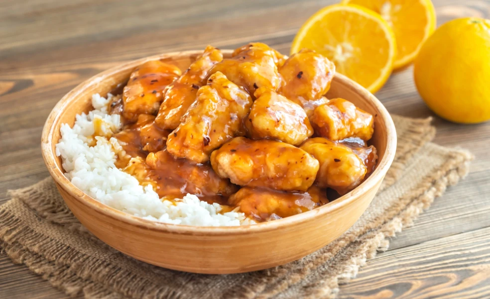 Kuracie kúsky v sladko-kyslej pomarančovej omáčke