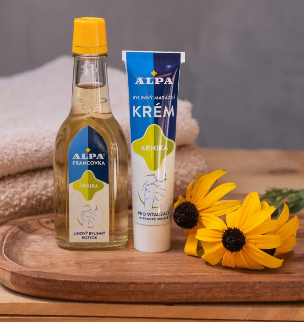 Alpa masážny krém alebo francovku s výťažkami z arniky 