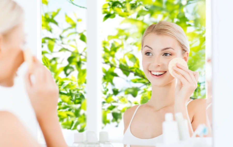 žena nanáša ľahký hydratačný krém na pleť na jar