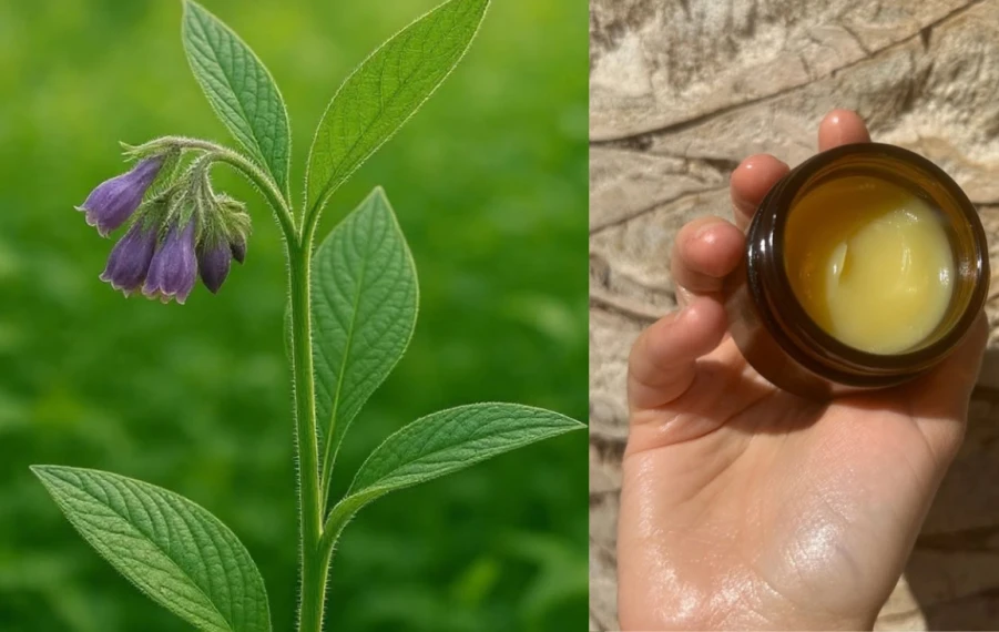 Domáca kostihojová masť v sklenenej nádobke vedľa kostihoja